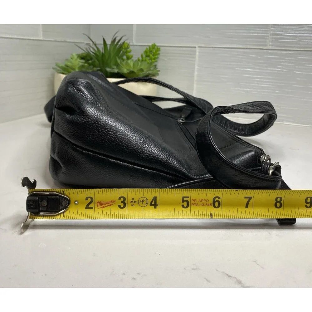 ili New York Black Pebbled Leather Crossbody Bag Travel Purse Multi Pocket